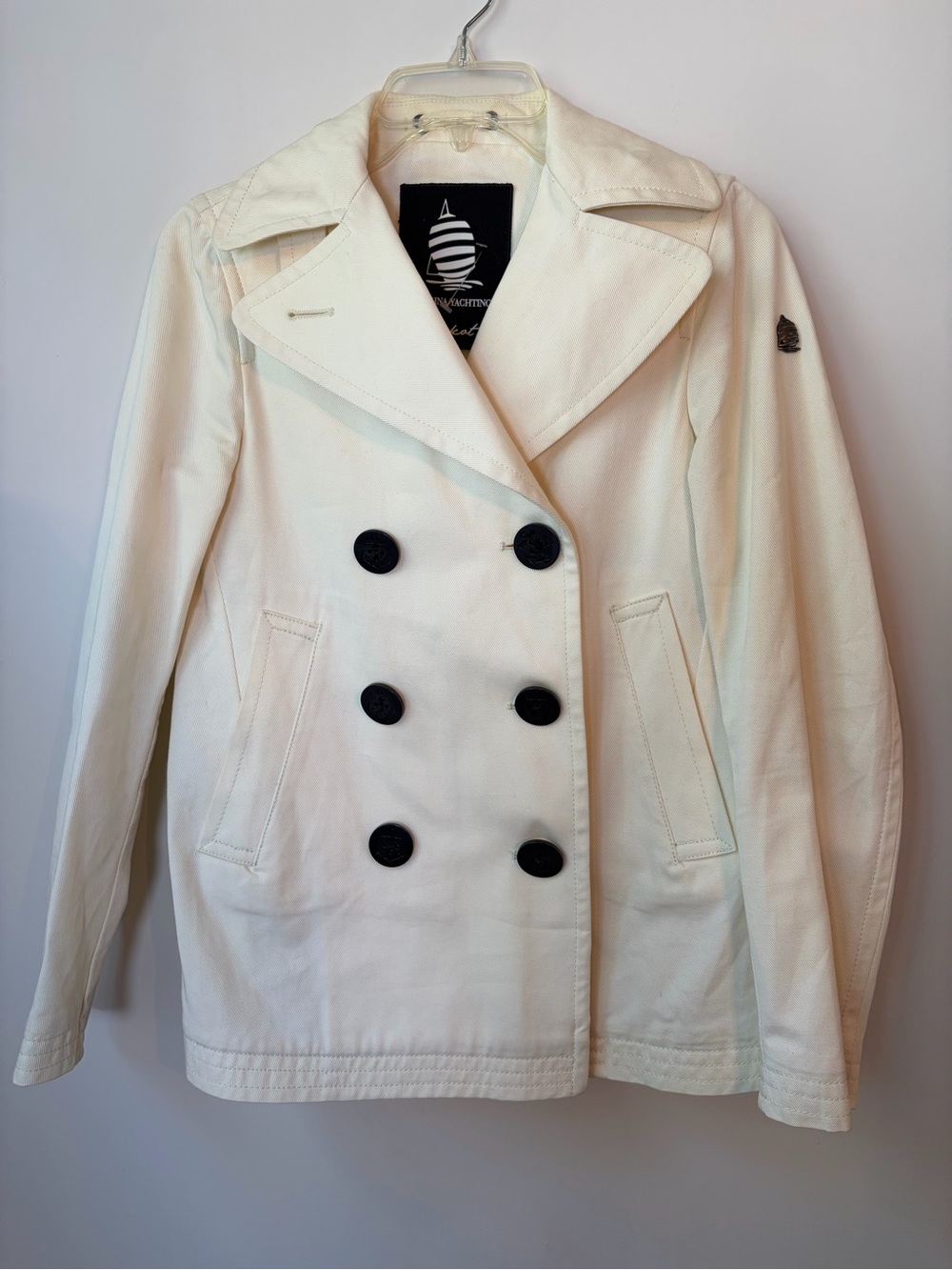 Marina Yachting Women’s Off White Double-Breasted Peacoat Jacket 100% cotton 42
